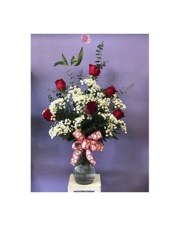 Half Dozen Roses Flower Arrangement